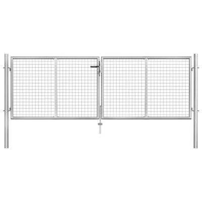 Poort 306x125 cm gegalvaniseerd staal zilverkleurig
