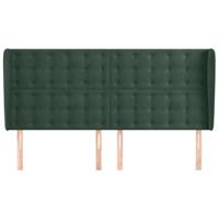 Hoofdbord met randen 163x23x118/128 cm fluweel donkergroen - thumbnail