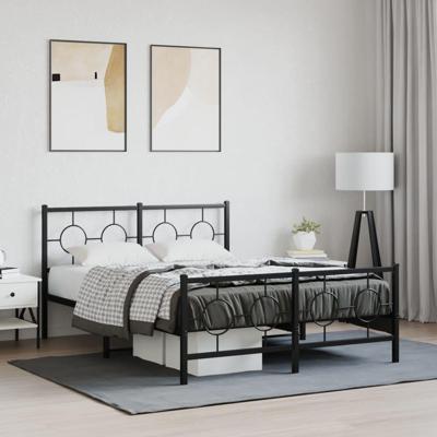 Bedframe met hoofd- en voeteneinde metaal zwart 140x200 cm