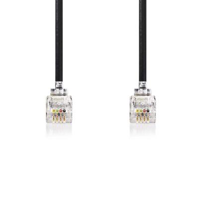 Telefoonkabel | RJ10 male - RJ10 male | 2,0 m | Zwart