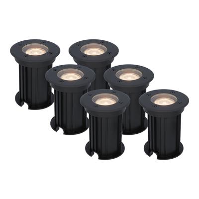 Set van 6 Maisy LED Grondspots Rond - Dimbaar - GU10 - 2700K warm wit - 4 Watt 345 lumen - Rond - Ø12cm - Tuinspot - Oprit - Zwart - IP67 waterdicht Set van 6 Maisy LED Grondspots Rond - Dimbaar - GU10 - 2700K warm wit - 4 Watt 345 lumen - Rond - Ø12cm - Tuinspot - Oprit - Zwart - IP67 waterdicht