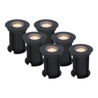 Set van 6 Maisy LED Grondspots Rond - Dimbaar - GU10 - 2700K warm wit - 4 Watt 345 lumen - Rond - Ø12cm - Tuinspot - Oprit - Zwart - IP67 waterdicht - thumbnail