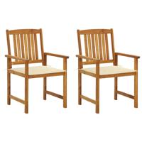 Tuinstoelen 2 st met kussens massief acaciahout - thumbnail
