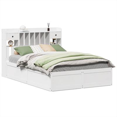 Bedframe zonder matras massief grenenhout wit 90x190 cm