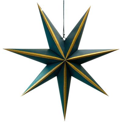 Papieren ster blauw/goud streep 60 cm kerstversiering Buitengewoon de Boet - Buitengewoon de boet