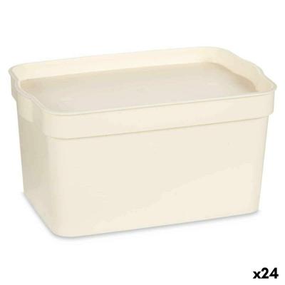 Opbergbak met Deksel Kipit Crème Plastic 2,3 L (24 Stuks)
