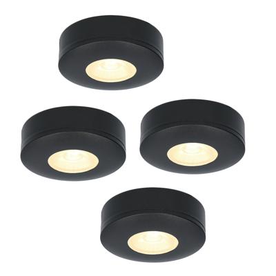 Set van 4 Pavo - Platte LED opbouwspots 23mm - 3W 300lm - 2700K - Dimbaar - Rond - IP44 - Zwart Set van 4 Pavo - Platte LED opbouwspots 23mm - 3W 300lm - 2700K - Dimbaar - Rond - IP44 - Zwart