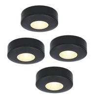 Set van 4 Pavo - Platte LED opbouwspots 23mm - 3W 300lm - 2700K - Dimbaar - Rond - IP44 - Zwart - thumbnail
