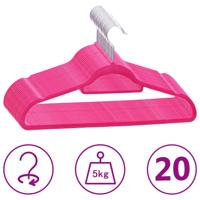 20-delige Kledinghangerset anti-slip fluweel roze - thumbnail