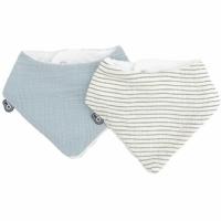 Verpakking met 2 bandana slabbetjes - DOMIVA - TU - Muslin - Vintage Blue Stripes - thumbnail