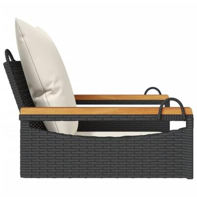 Schommelbank met kussens 63x62x40 cm poly rattan zwart Schommelbank met kussens 63x62x40 cm poly rattan zwart