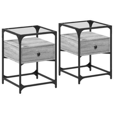Nachtkastjes 2 st 40x40x55 cm bewerkt hout grijs sonoma