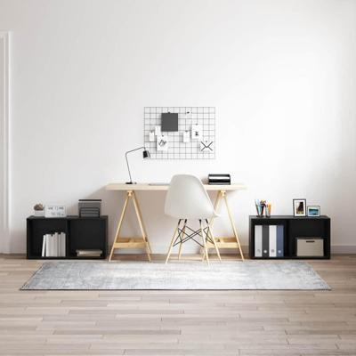 Tv-meubelset 2 pcs Zwart eiken 72 x 35 x 36.5 cm Bewerkt hout