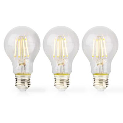 LED-Filamentlamp E27 | A60 | 8 W | 1055 lm | 2700 K | Warm Wit | Aantal lampen in verpakking: 3 Stuks LED-Filamentlamp E27 | A60 | 8 W | 1055 lm | 2700 K | Warm Wit | Aantal lampen in verpakking: 3 Stuks