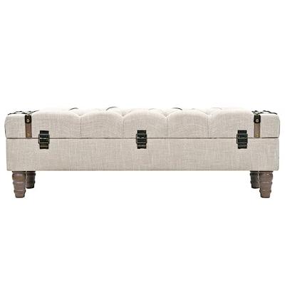 Opbergbankje 111x34x37 cm massief hout en staal