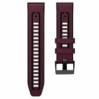 By Qubix - leer + siliconen bandje - Bordeaux - Compatible met Garmin Tactix 8-51mm - Compatible Garmin bandje - thumbnail