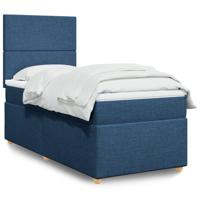 Boxspring met matras stof blauw 90x200 cm - thumbnail