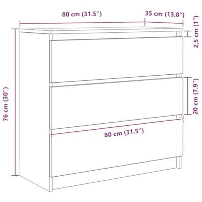 Dressoir 80x35x76 cm spaanplaat wit