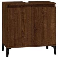 Wastafelkast 58x33x60 cm bewerkt hout bruin eikenkleur - thumbnail