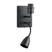 Moderne Muurlamp - Zwart - Met GU10 en E27 Lampvoet - 11 x 17 x 16.5 (BxDxH) - Voor hal en slaapkamer - voor Lampenkap met Doorsnede max.20cm - Lichtbron niet inbegrepen - thumbnail