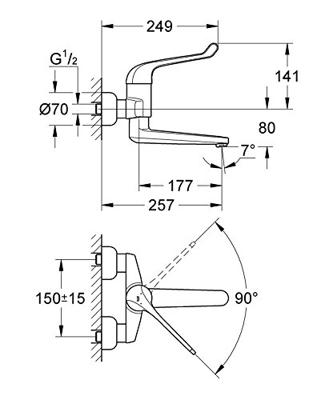 GROHE Euroeco veiligheids wandkraan draaibare uitloop chroom 32793000