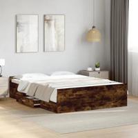 Bedframe met lades bewerkt hout gerookt eikenkleurig 135x190 cm - thumbnail