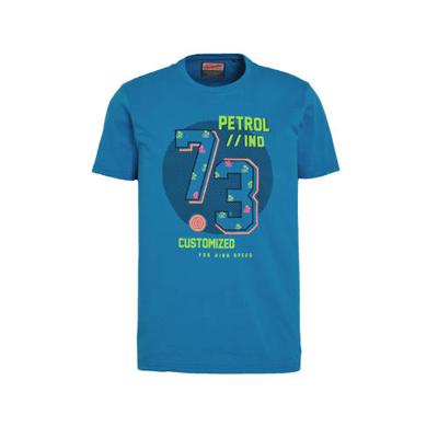Petrol Industries T-shirt met printopdruk blauw