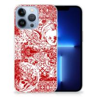 Silicone Back Case Apple iPhone 13 Pro Angel Skull Rood - thumbnail