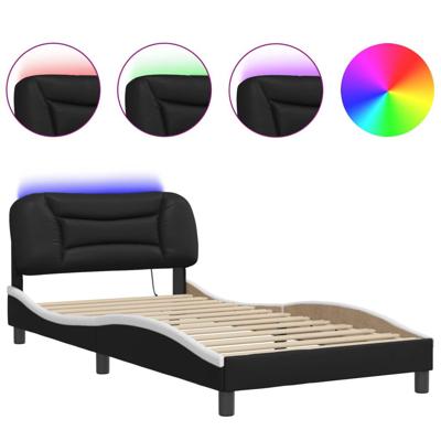 Bedframe met LED zonder matras "Hvar" zwart en wit 100x200 cm