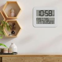 TFA Dostmann 60.4512.02 Wandklok Zendergestuurd 25.8 cm x 21.2 cm x 3 cm Wit, Zwart Groot display - thumbnail