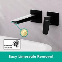 Hansgrohe Logis Fine ééngreeps wastafelmengkraan inbouw voor wandmontage voorsprong 20,5 cm, mat zwart - thumbnail