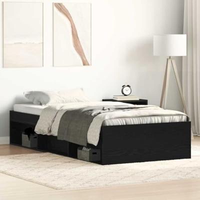Bedframe zonder matras 90x190 cm spaanplaat zwart eikenkleurig