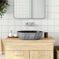 Opzetwasbak ovaal 47x33x13 cm keramiek zwart en grijs - thumbnail