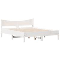 Bedframe zonder matras massief grenenhout wit 160x200 cm - thumbnail
