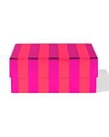 HEMA Cadeaudoos 22x22x9cm strepen roze-rood - thumbnail
