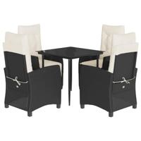 5-delige Tuinset met kussens poly rattan zwart - thumbnail