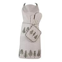 Clayre & Eef Pannenlap 20x20 cm Beige Groen Katoen Vierkant - thumbnail