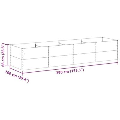 Verhoogde plantenbak 390 x 100 x 68 cm Gegalvaniseerd staal