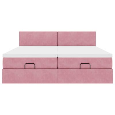 Ottoman bed met matrassen en LED's 160x200cm fluweel roze