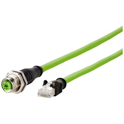 Metz Connect 142M4D25020 M12 Netwerkkabel, patchkabel CAT 5e S/UTP 2.00 m Groen PUR-mantel, Zuurbestendig, Ozonbestendig, UV-bestendig, Geschikt voor