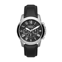 Fossil Heren Grant chronograaf zwart lederen horloge FS4812 - thumbnail