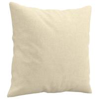 Tweezitsbank met sierkussens 120 cm stof crèmekleurig - thumbnail