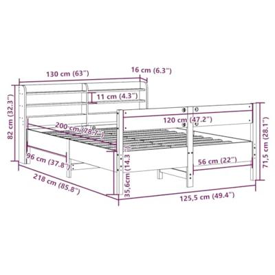 Bedframe zonder matras massief grenenhout 120x200 cm