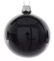Decoris Grote kerstbal glazende zwart 15cm - thumbnail