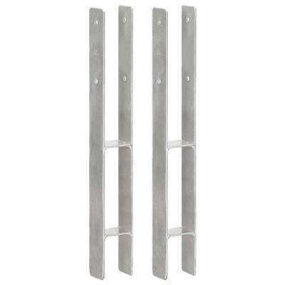 VidaXL Grondankers 2 st 7x6x60 cm gegalvaniseerd staal zilverkleurig