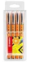 STABILO worker+ roller 0,5 mm etui van 4 stuks assorti - thumbnail