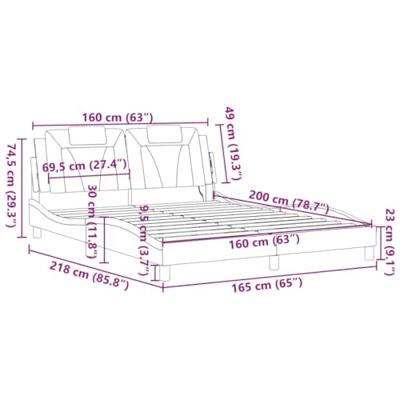 Bedframe met LED-verlichting kunstleer wit en zwart 160x200 cm