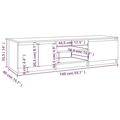 Tv-meubel 140x40x35,5 cm bewerkt hout grijs sonoma eikenkleurig