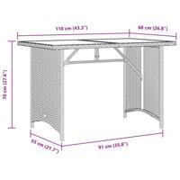 Tuintafel met glazen blad 110x68x70 cm poly rattan beige - thumbnail