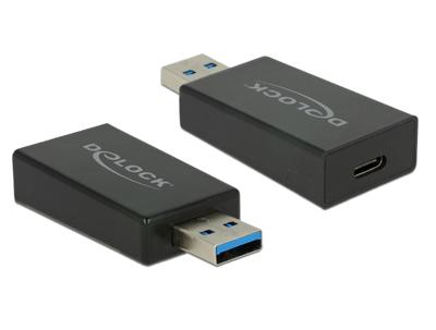 DeLOCK converter usb 3.1 type-a > usb type-c adapter (zwart, 65689)
